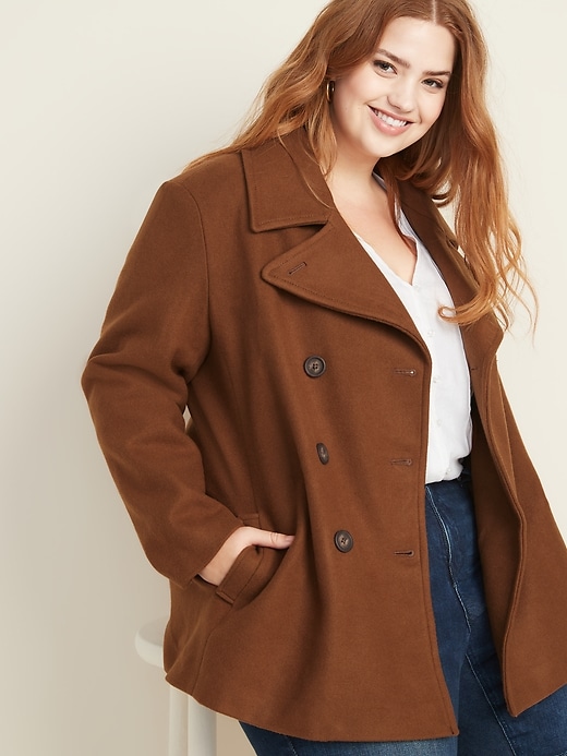 Image number 4 showing, Plus-Size Double-Breasted Peacoat