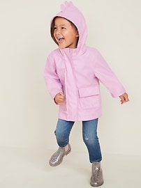 View large product image 3 of 4. Hooded Dinosaur Critter Rain Jacket for Toddler Girls