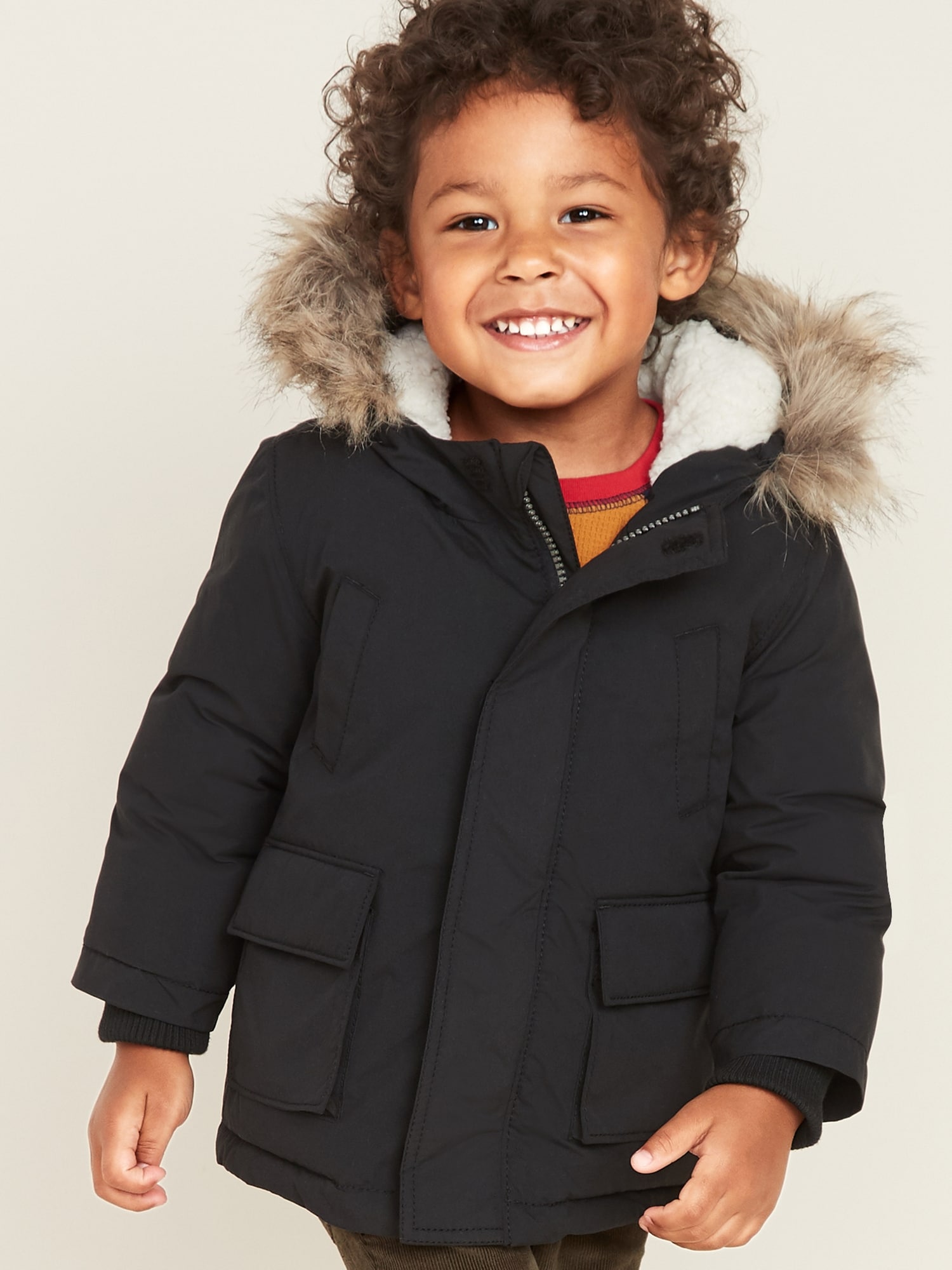 Boys parka 2024 with fur hood