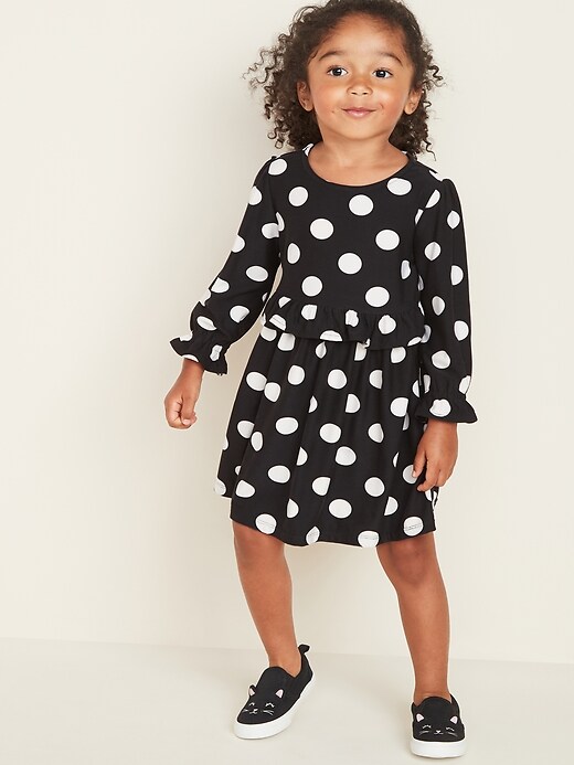 View large product image 1 of 1. Ruffled Fit & Flare Brushed Jersey Dress for Toddler Girls