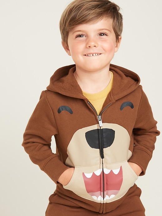 View large product image 1 of 1. Critter Zip Hoodie for Toddler Boys