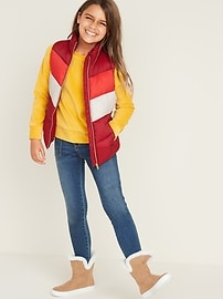 View large product image 3 of 3. Frost-Free Color-Blocked Quilted Puffer Vest for Girls