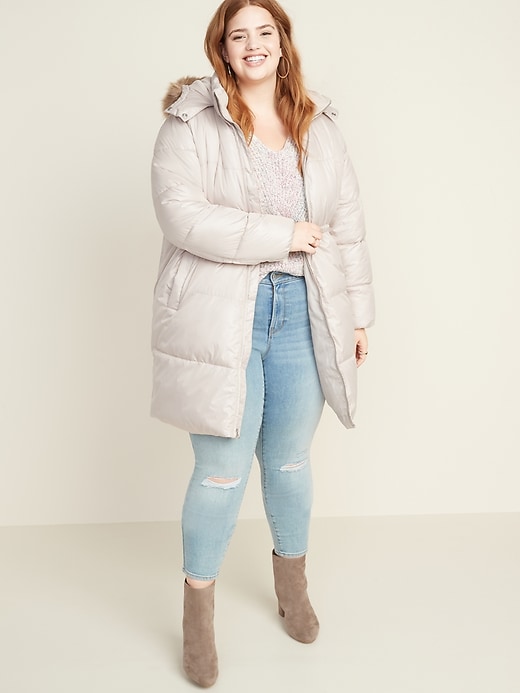 View large product image 1 of 1. Frost-Free Hooded Plus-Size Long-Line Puffer Jacket