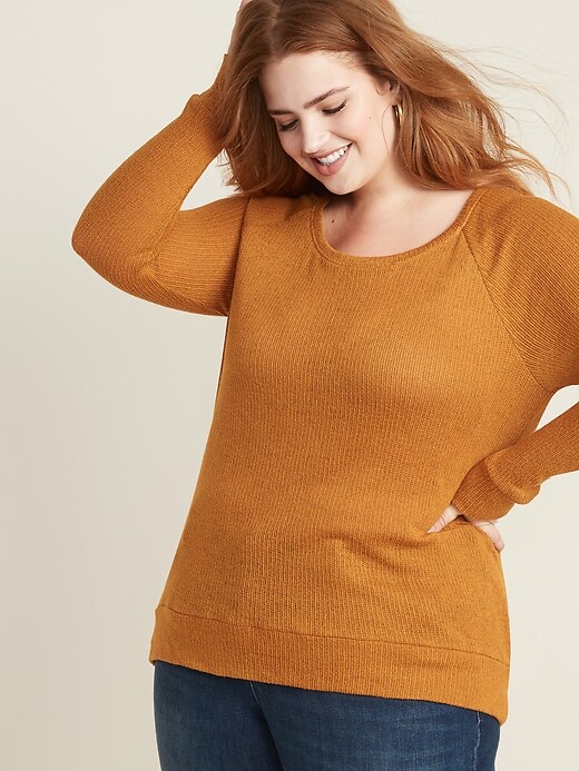 View large product image 1 of 1. Plus-Size Plush Rib-Knit Top