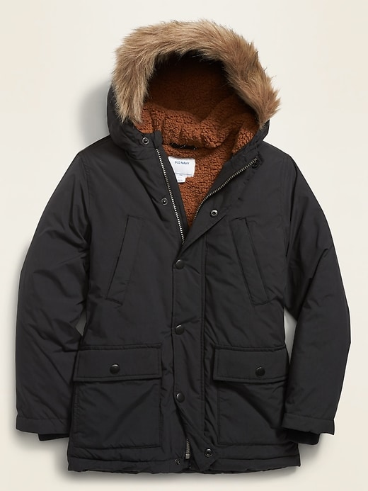 View large product image 1 of 3. Hooded Faux-Fur Trim Parka For Boys