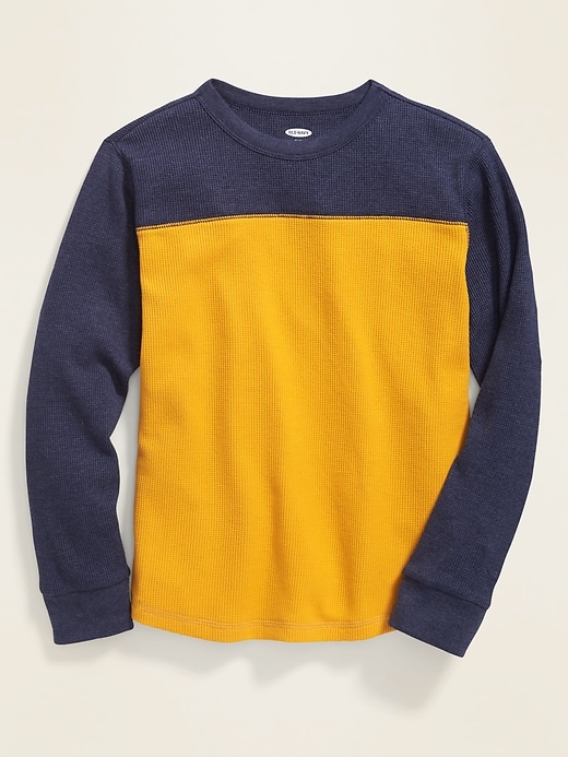 View large product image 1 of 1. Color-Blocked Thermal-Knit Tee For Boys