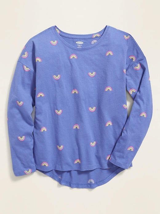 View large product image 1 of 1. Printed Softest Long-Sleeve Crew-Neck Tee For Girls
