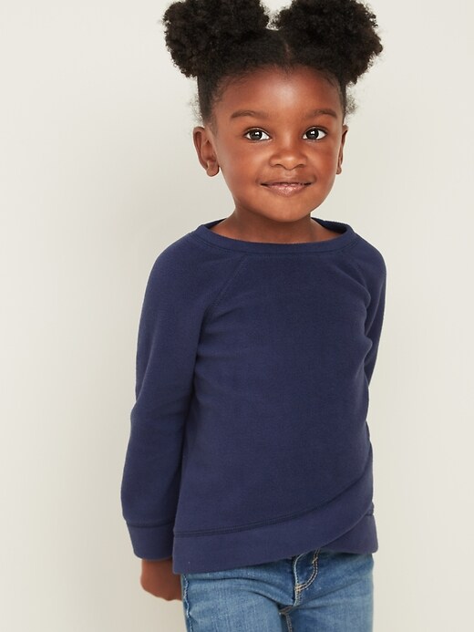 View large product image 1 of 1. Micro Performance Fleece Surplice-Hem Top for Toddler Girls
