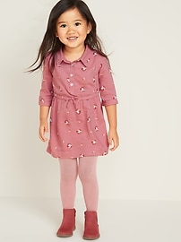 View large product image 4 of 4. Printed Cinched-Waist Shirt Dress for Toddler Girls