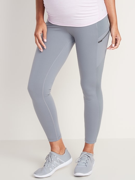 View large product image 1 of 1. Maternity Full Panel Moto Compression 7/8-Length Street Leggings