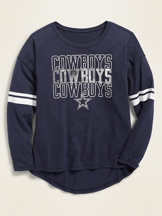 View large product image 1 of 1. NFL&#174 Dallas Cowboys&#153 Sleeve-Stripe Tee for Girls