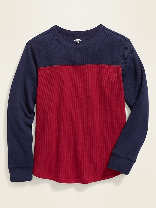 View large product image 1 of 3. Color-Blocked Thermal-Knit Tee For Boys