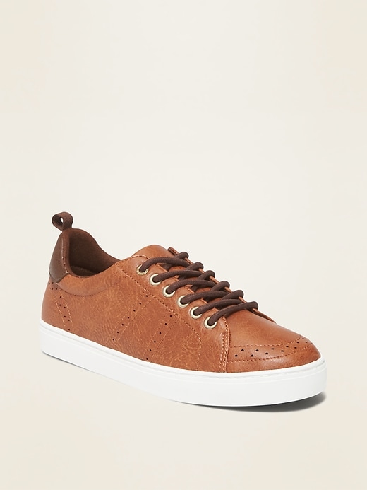 View large product image 1 of 3. Faux-Leather Brogue Sneakers