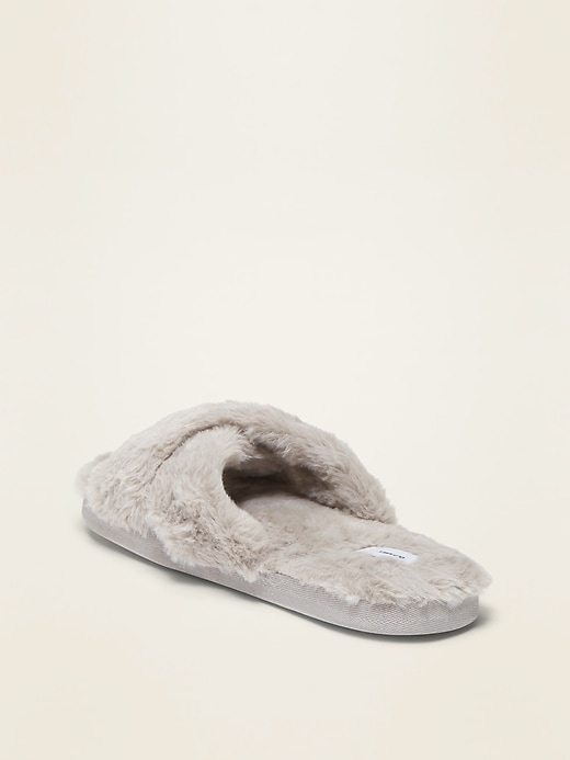 Image number 4 showing, Faux-Fur Cross-Strap Slippers for Women
