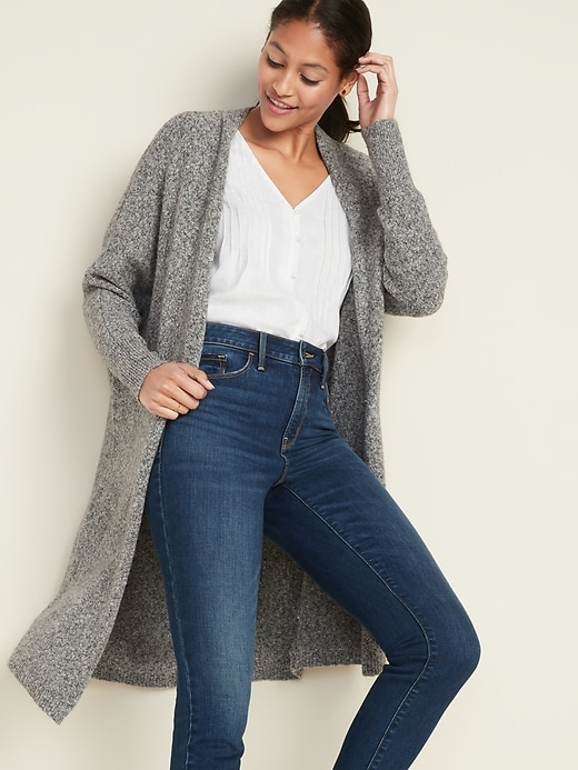 Image number 1 showing, Super-Long Open-Front Sweater for Women