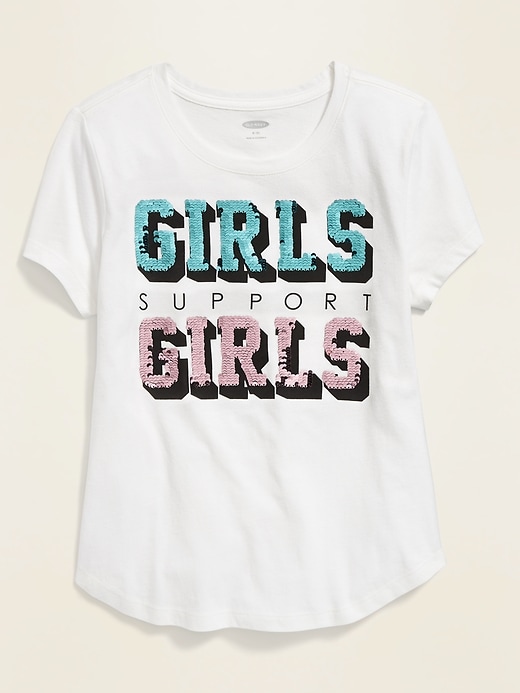 View large product image 1 of 2. Flippy-Sequin Graphic Softest Tee for Girls
