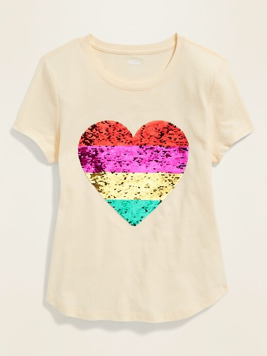 View large product image 1 of 2. Flippy-Sequin Graphic Softest Tee for Girls