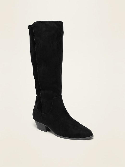 View large product image 1 of 1. Tall Faux-Suede Western Boots for Women