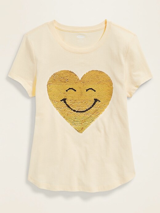 View large product image 2 of 2. Flippy-Sequin Graphic Softest Tee for Girls