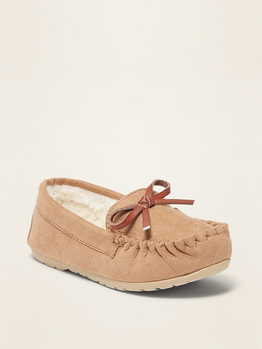 View large product image 1 of 4. Sueded Sherpa-Lined Moccasins for Toddler Boys