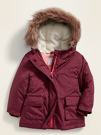 View large product image 4 of 4. Hooded Faux-Fur Trim Snow Jacket for Toddler Girls