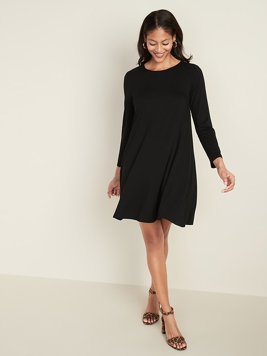 Long Sleeve Jersey Knit Swing Dress for Women Old Navy