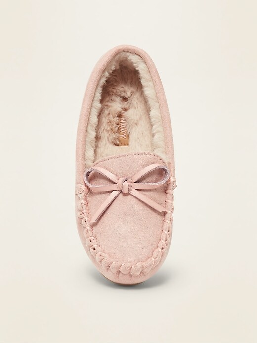 View large product image 2 of 4. Pink Sherpa-Lined Sueded Moccasins for Toddler Girls