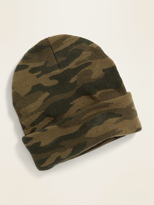 View large product image 1 of 1. Camo Rolled-Cuff Beanie