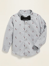 View large product image 5 of 5. Penguin-Print Shirt and Bow-Tie Set for Toddler Boys