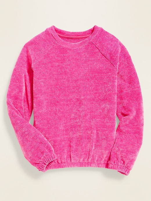 View large product image 1 of 1. Plush-Knit Hi-Lo Sweater for Girls