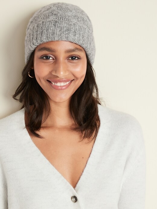 View large product image 1 of 2. Soft-Brushed Cable-Knit Beanie for Women