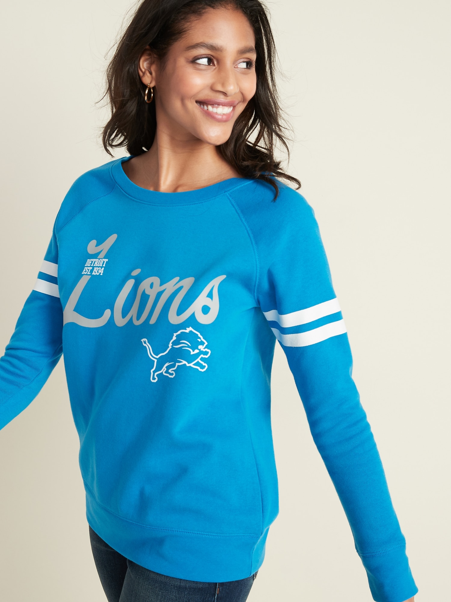 NFL® Team-Graphic Sleeve-Stripe Sweatshirt for Women
