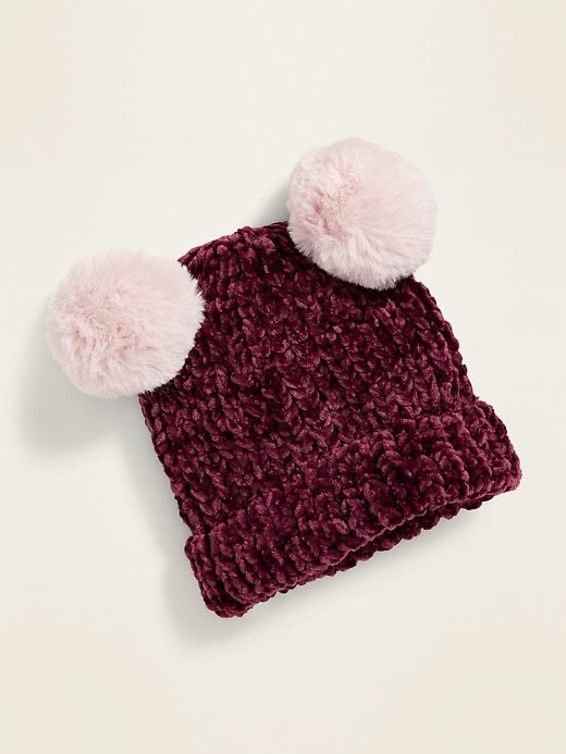 View large product image 1 of 1. Chenille Double Pom-Pom Beanie for Baby