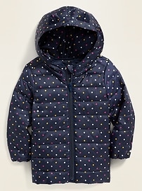 View large product image 5 of 5. Hooded Packable Polka-Dot Puffer Jacket for Toddler Girls