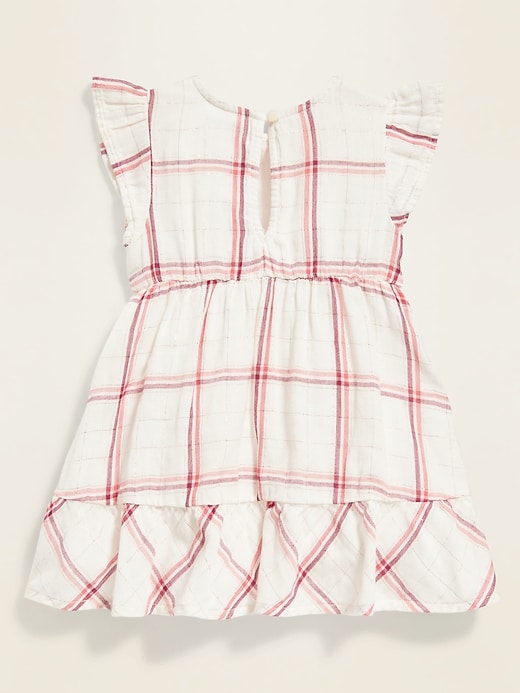 View large product image 2 of 3. Fit & Flare Metallic-Weave Plaid Dress for Toddler Girls