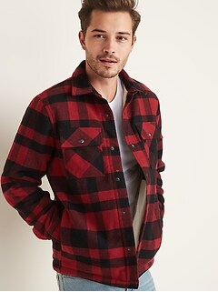 Sherpa-Lined Wool-Blend Shirt Jacket for Men