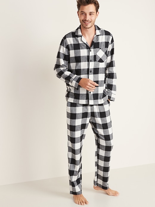 View large product image 1 of 2. Patterned Flannel Pajama Set for Men