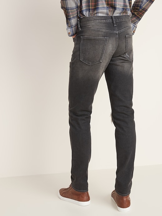 View large product image 2 of 2. Slim Distressed Built-In Flex Black Jeans