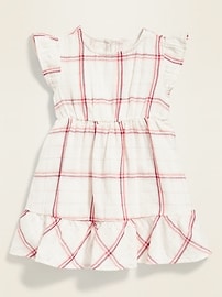 View large product image 3 of 3. Fit & Flare Metallic-Weave Plaid Dress for Toddler Girls