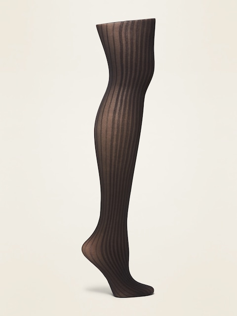 Rib-Knit Control-Top Nylon Tights For Women