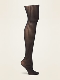 Rib-Knit Control-Top Nylon Tights For 