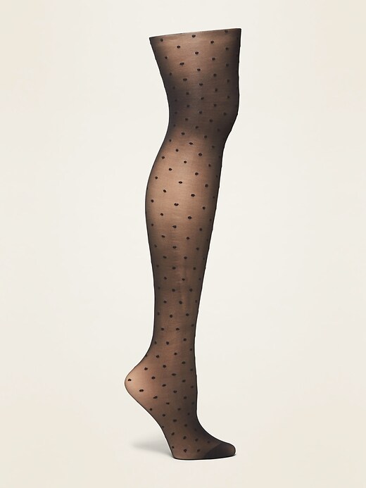 View large product image 1 of 1. Textured-Dots Control-Top Nylon Tights for Women
