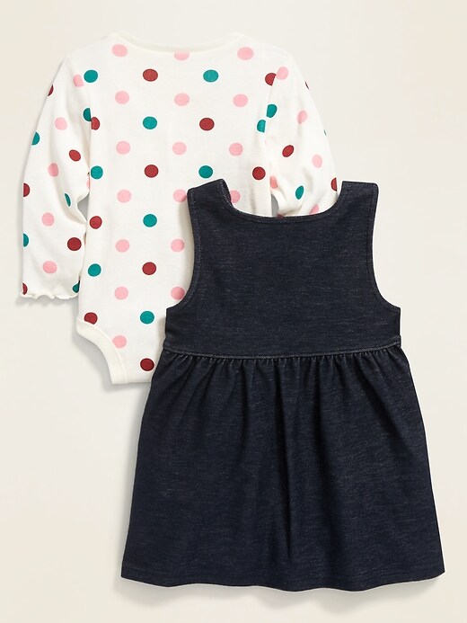 View large product image 2 of 2. Polka-Dot Bodysuit and French Terry Dress Set for Baby