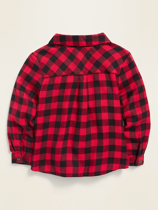 View large product image 2 of 3. Plaid Flannel Pocket Shirt for Toddler Girls