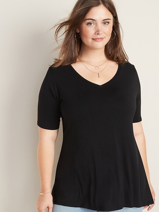 Image number 1 showing, Luxe V-Neck Plus-Size Swing Tee