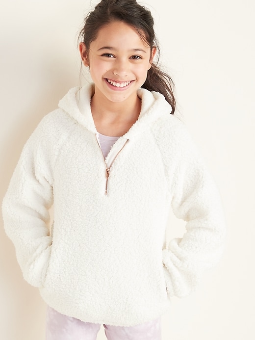 View large product image 1 of 1. 1/4-Zip Sherpa Hoodie for Girls