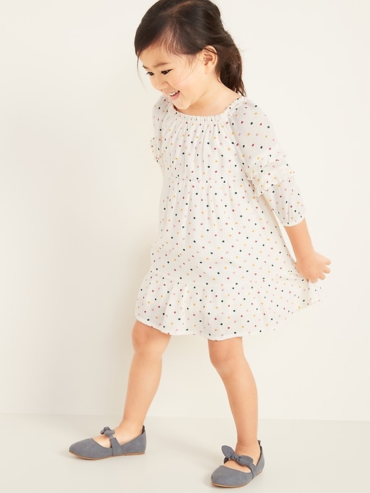 View large product image 1 of 4. Polka-Dot Ruffle-Tiered Crepe Dress for Toddler Girls