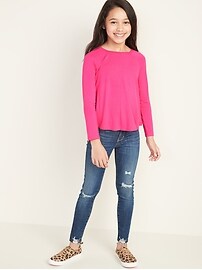 View large product image 3 of 3. Jersey-Knit Raglan-Sleeve A-Line Top for Girls