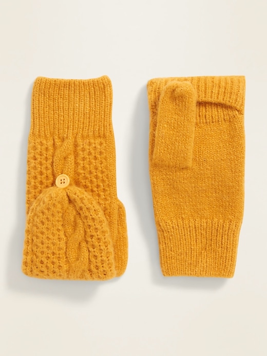 View large product image 1 of 1. Cable-Knit Flip-Top Mittens for Women