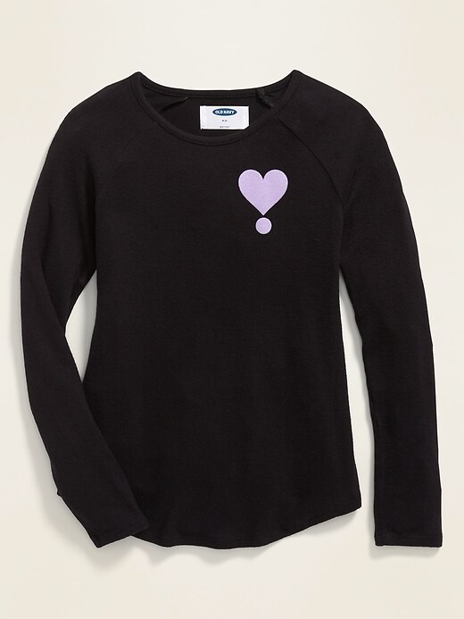 View large product image 1 of 1. Graphic Plush-Knit Raglan-Sleeve Tee for Girls